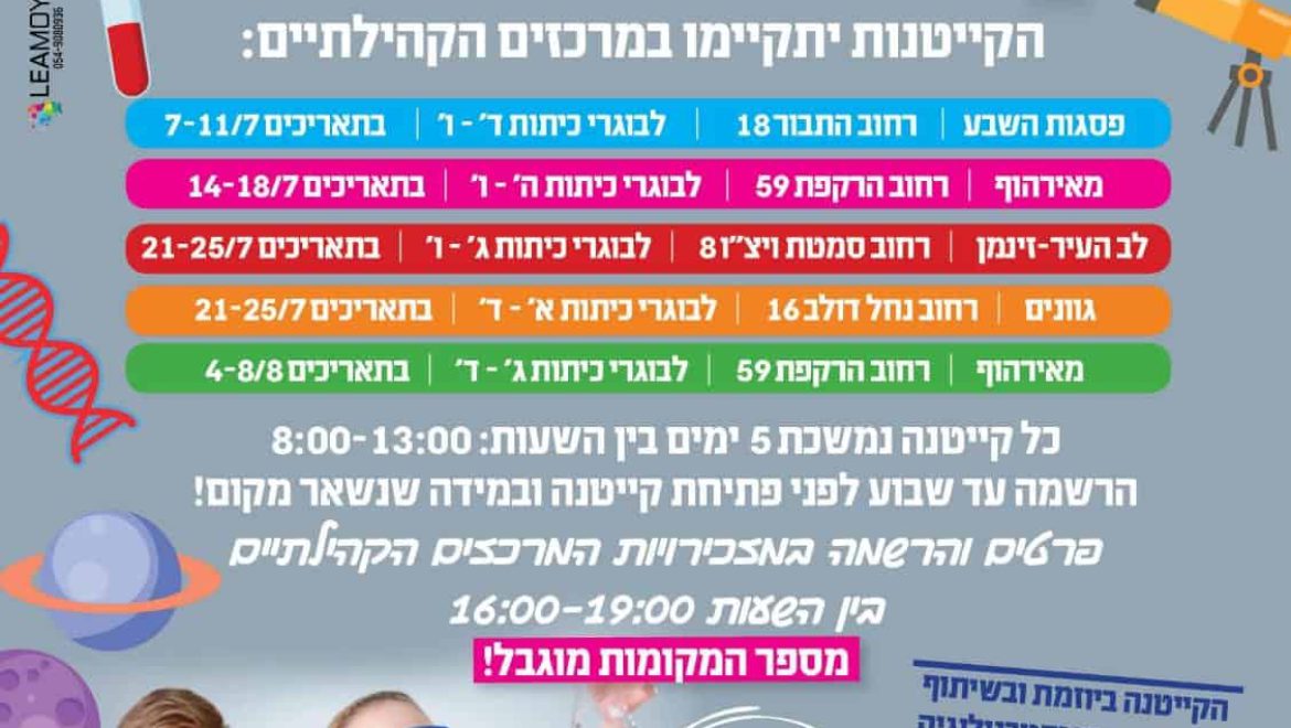 קייטנות מדע ברשת המתנסים